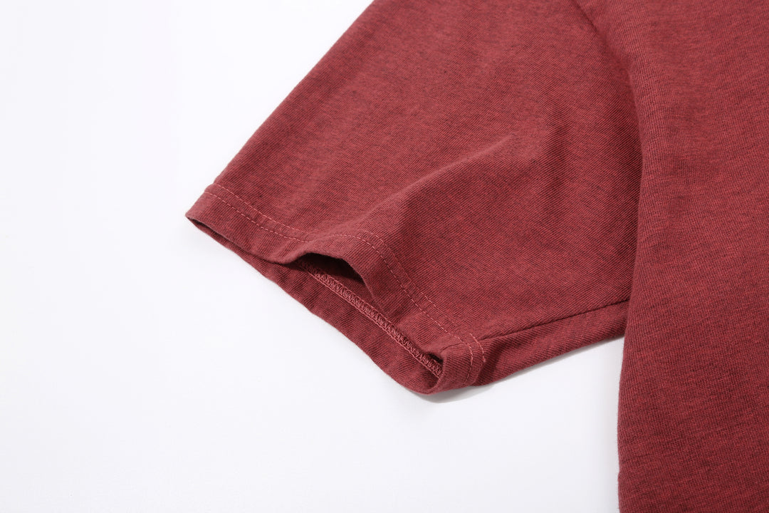 Deluxeware MTM-00 7.5oz “Wood Grain” Loopwheeled Pocket T-Shirt Made in Japan Heather Red Sleeve