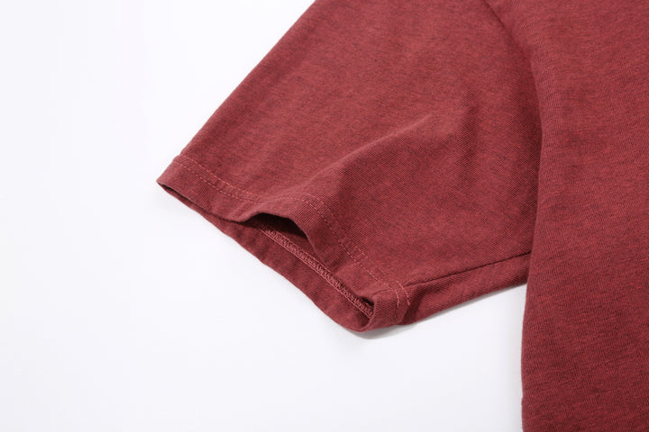 Deluxeware MTM-00 7.5oz “Wood Grain” Loopwheeled Pocket T-Shirt Made in Japan Heather Red Sleeve