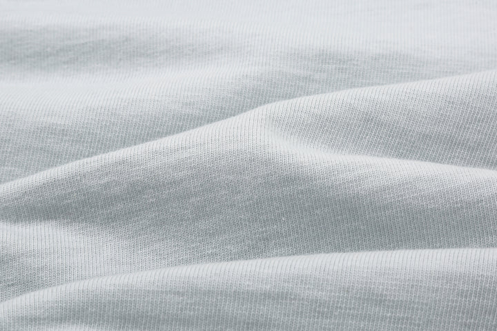 Deluxeware DXTS-00 12.5oz loopwheeled t-shirt made in Japan ultra heavyweight crew neck fabric close up ash blue