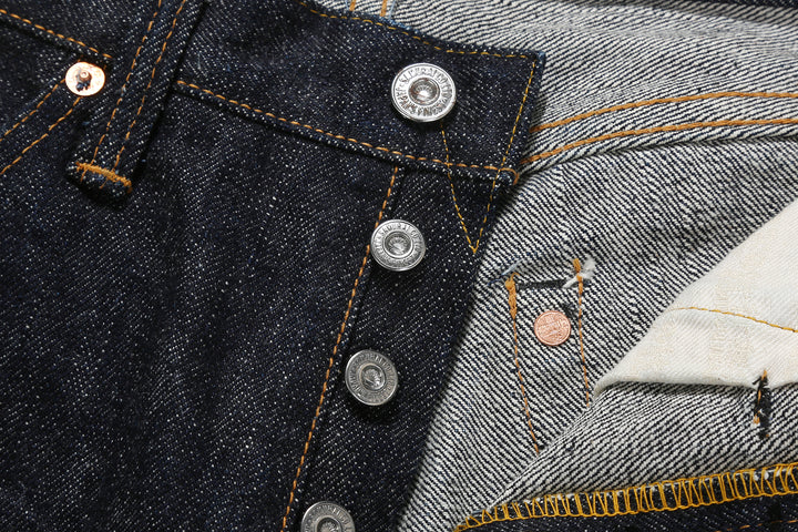 Samurai Jeans S710XX 19oz Kiwami selvedge denim slim straight fit button detail