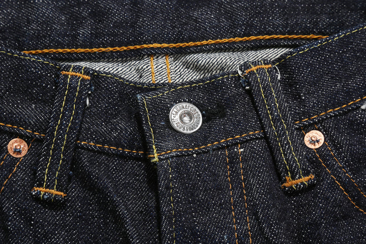 Samurai Jeans S511XX 19oz Kiwami selvedge denim slim tapered fit button detail
