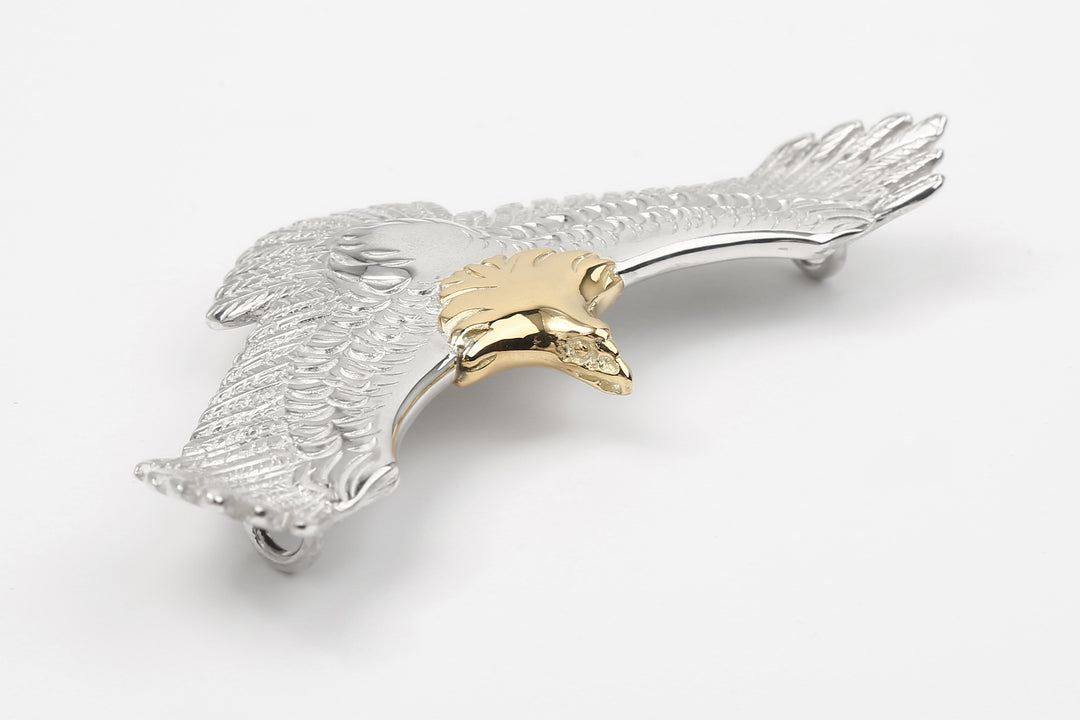 Moto EG-01 eagle silver pendant K18 gold accent native style Japan handcrafted jewelry gold head detail