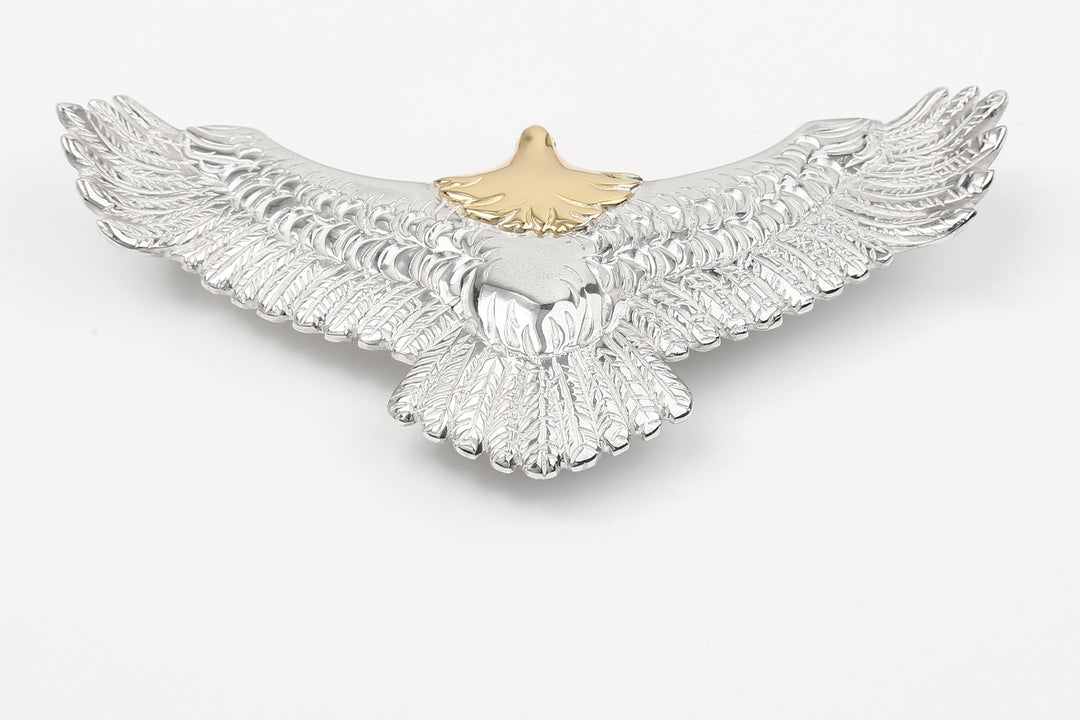 Moto EG-01 eagle silver pendant K18 gold accent native style Japan handcrafted jewelry back view