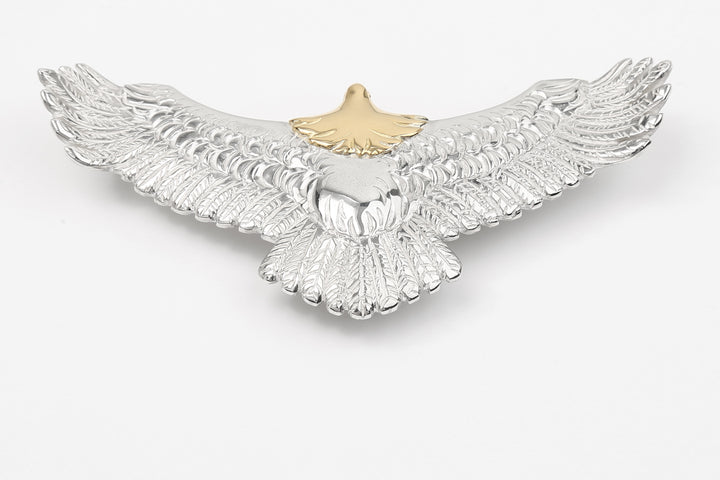 Moto EG-01 eagle silver pendant K18 gold accent native style Japan handcrafted jewelry back view