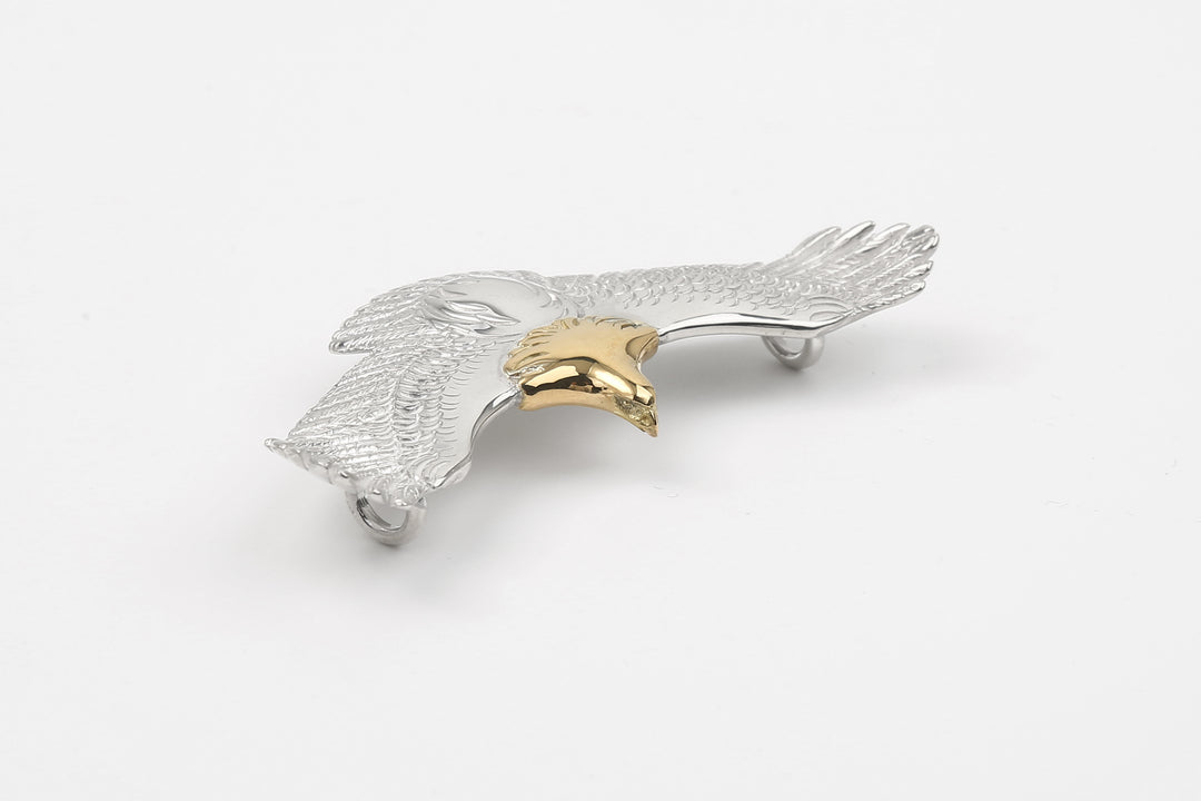 Moto EG-02 eagle silver pendant medium K18 gold accent native style Japan handcrafted jewelry head gold detail