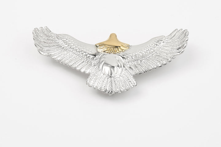 Moto EG-02 eagle silver pendant medium K18 gold accent native style Japan handcrafted jewelry back view