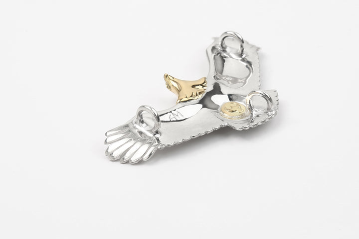 Moto EG-02 eagle silver pendant medium K18 gold accent native style Japan handcrafted jewelry back detail