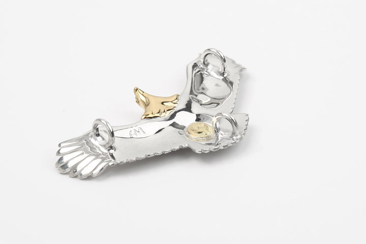 Moto EG-02 eagle silver pendant medium K18 gold accent native style Japan handcrafted jewelry back detail 2