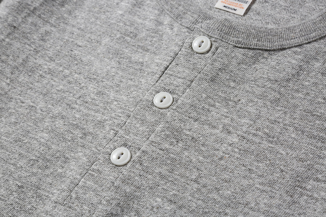Warehouse Lot 4601 Shadow Border Slub Yarn Henley T-Shirt Made in Japan Grey Placket