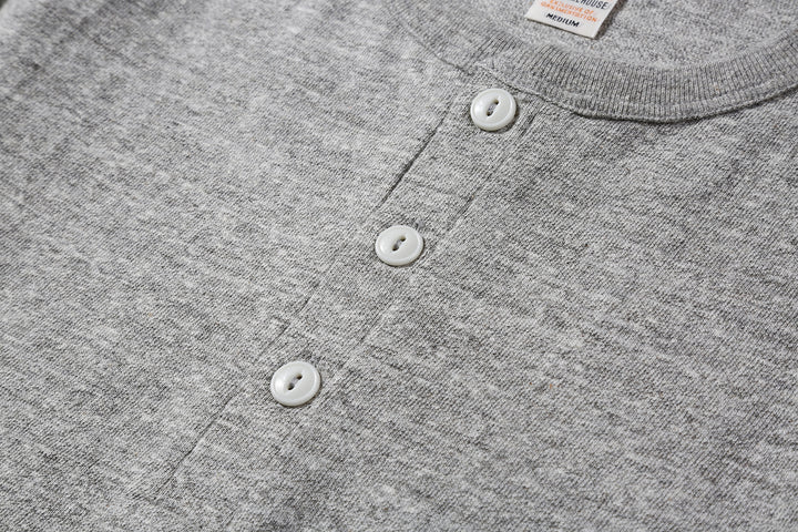 Warehouse Lot 4601 Shadow Border Slub Yarn Henley T-Shirt Made in Japan Grey Placket