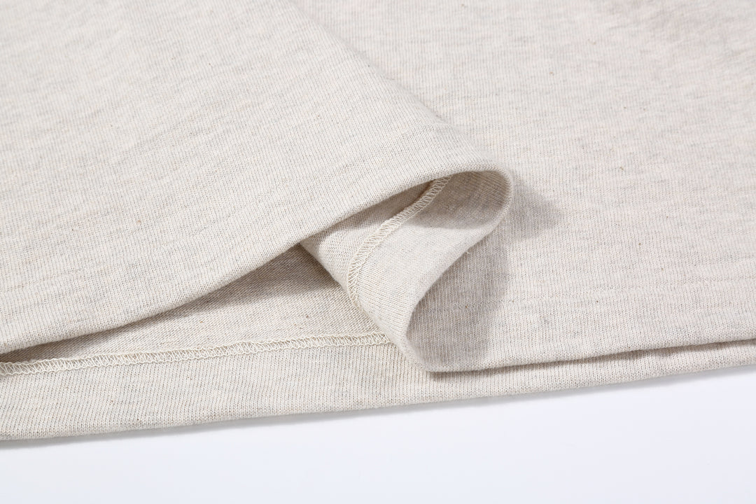 Warehouse Lot 4601 Shadow Border Slub Yarn Henley T-Shirt Made in Japan Oatmeal Hem Stitch
