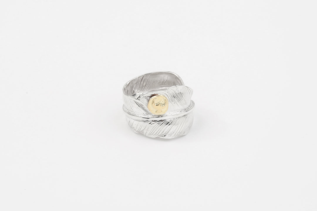 Moto Hideo Motoike RG-01 Kazekiri Feather Ring with K18 Gold Accent full view_2