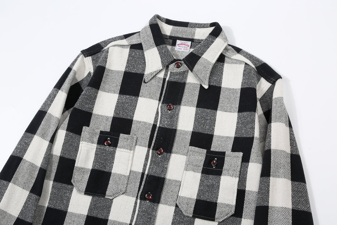 Warehouse Lot 3104 selvedge flannel shirt long sleeve check pattern made in Japan cotton collar