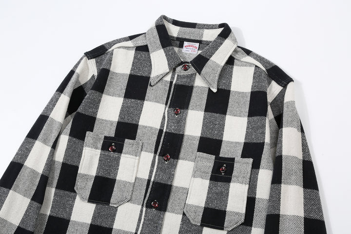 Warehouse Lot 3104 selvedge flannel shirt long sleeve check pattern made in Japan cotton collar