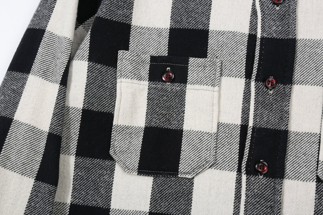Warehouse Lot 3104 selvedge flannel shirt long sleeve check pattern made in Japan cotton chest pocket