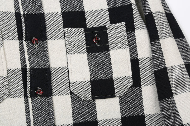 Warehouse Lot 3104 selvedge flannel shirt long sleeve check pattern made in Japan cotton chest pocket left