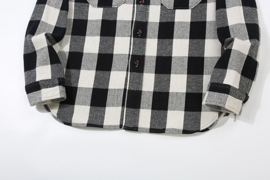 Warehouse Lot 3104 selvedge flannel shirt long sleeve check pattern made in Japan cotton hem