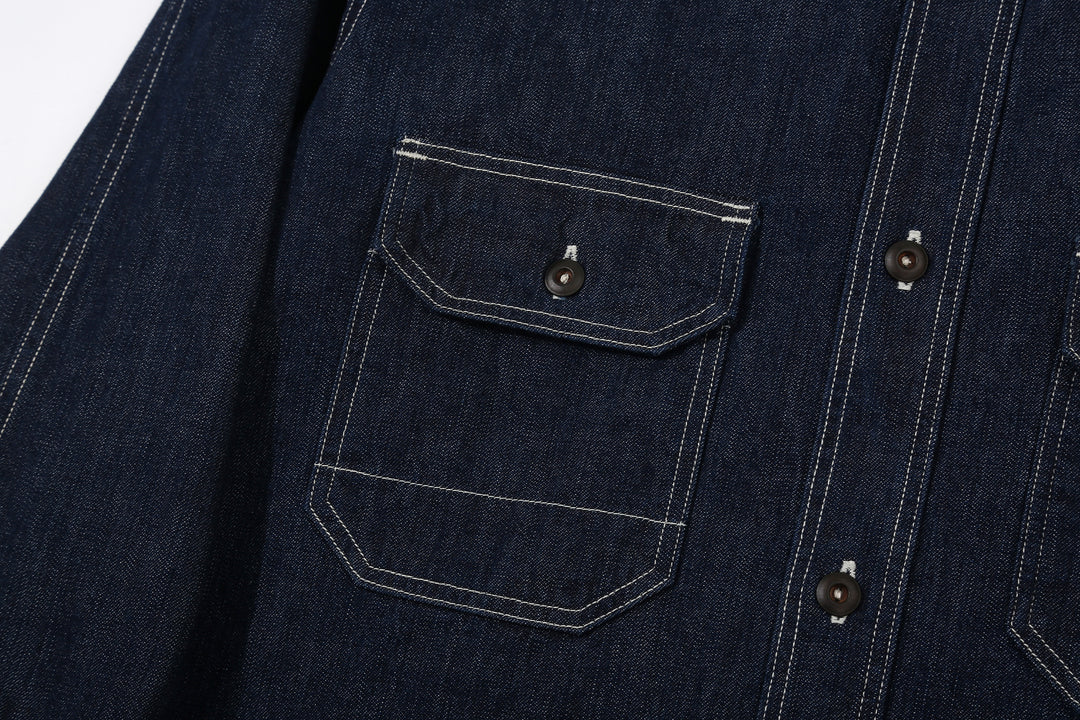 Freewheelers 2623002 Birner 8.5oz Indigo Denim Mechanic Shirt – Buttoned Chest Pocket