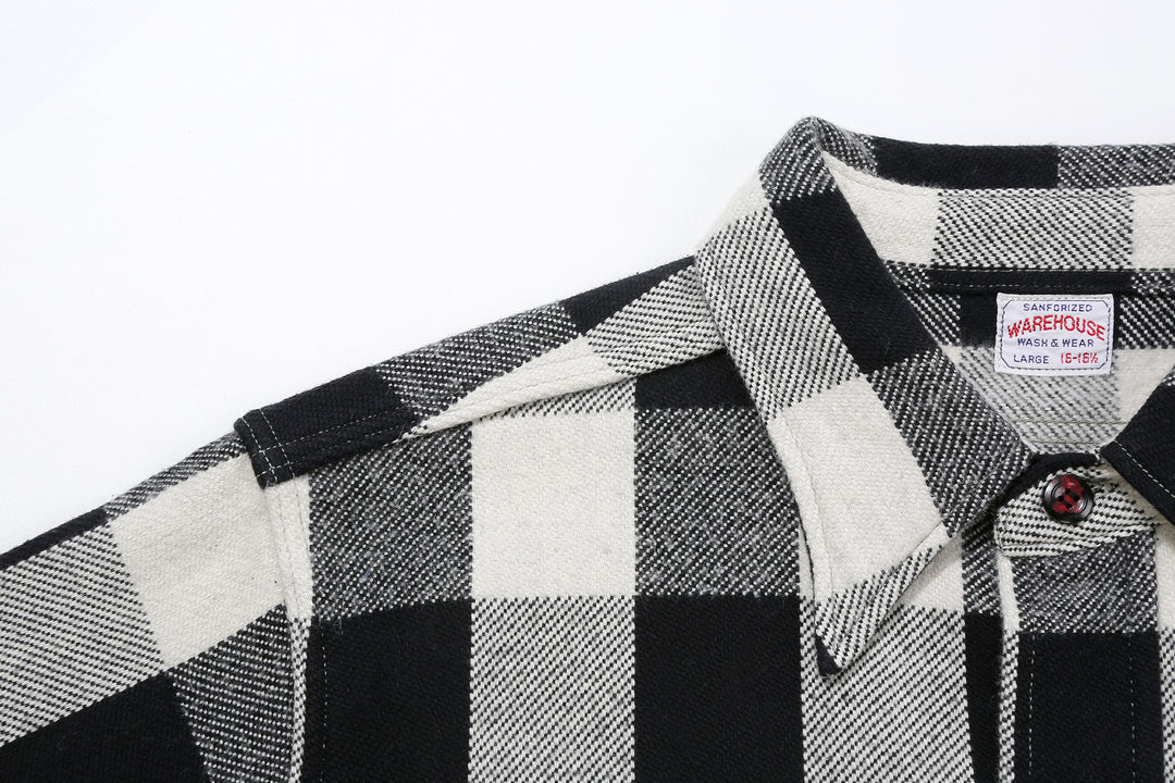 Warehouse Lot 3104 selvedge flannel shirt long sleeve check pattern made in Japan cotton shoulder seam