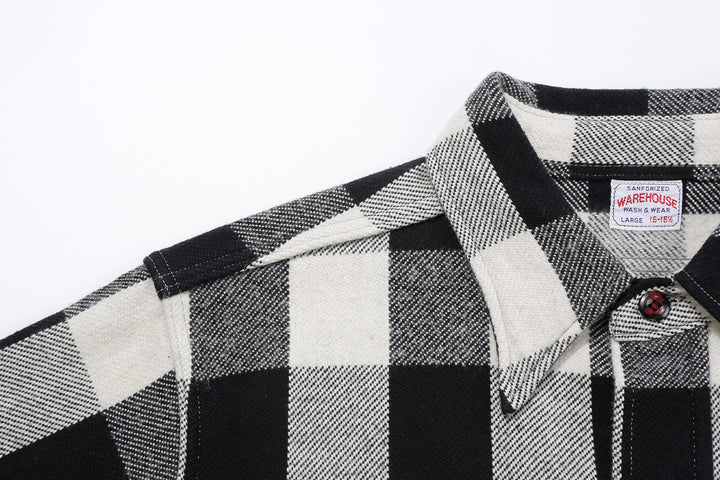 Warehouse Lot 3104 selvedge flannel shirt long sleeve check pattern made in Japan cotton shoulder seam