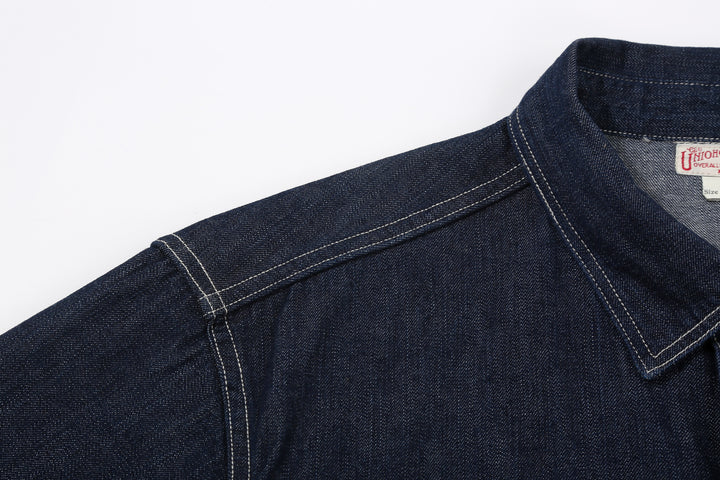 Freewheelers 2623002 Birner 8.5oz Indigo Denim Mechanic Shirt – Shoulder Seam Detail