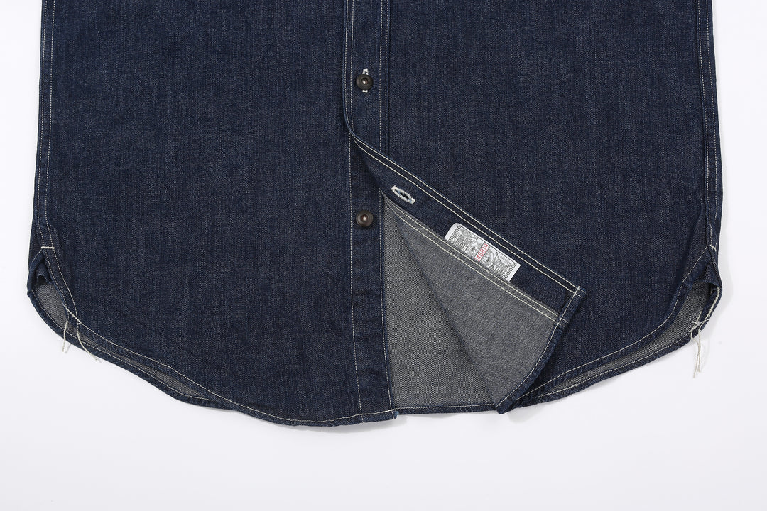 Freewheelers 2623002 Birner 8.5oz Indigo Denim Mechanic Shirt – Inside Front Hem