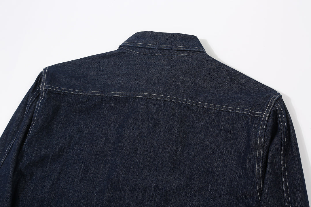 Freewheelers 2623002 Birner 8.5oz Indigo Denim Mechanic Shirt – Back Yoke Detail