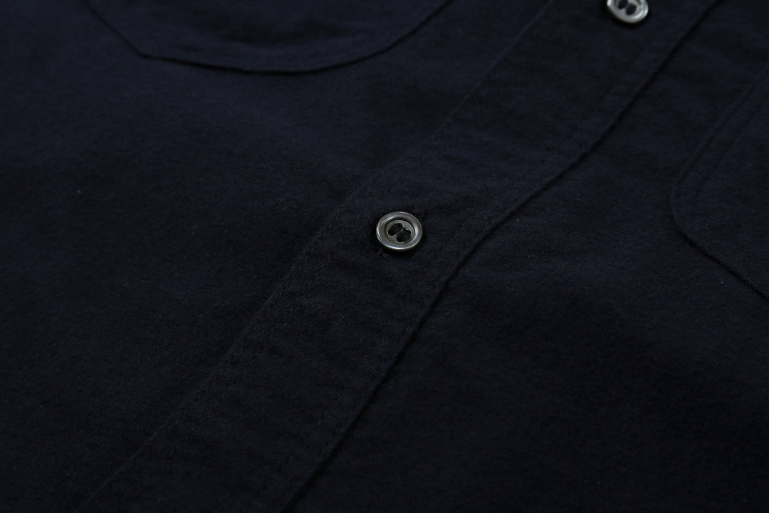 DALEE’S & CO. BF.49 Lightweight Flannel Shirt in Navy – Front Placket and Shell Button