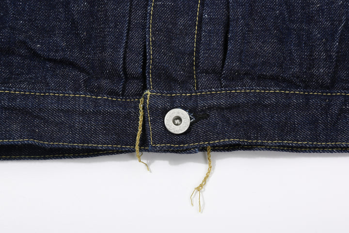 Samurai Jeans S554HX 15.8oz GL3 Samurai Cotton Selvedge Denim Type 1 Jacket - Front Hem, Pleat and Iron Button Detail