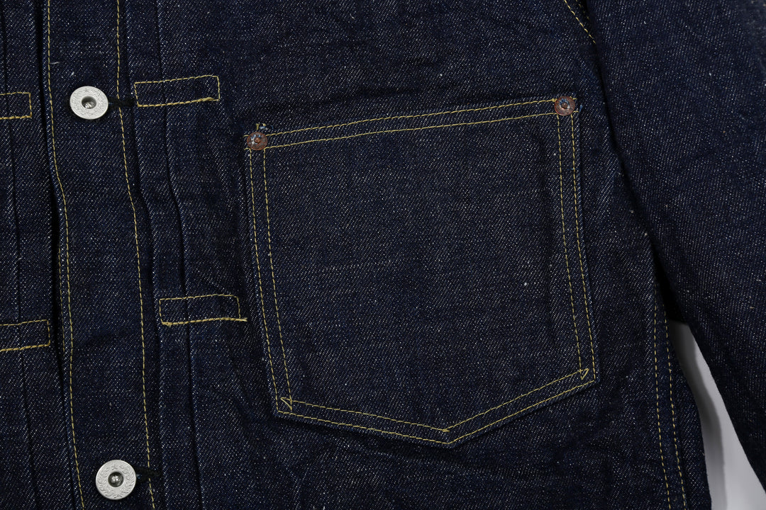 Samurai Jeans S554HX 15.8oz GL3 Samurai Cotton Selvedge Denim Type 1 Jacket - Chest Pocket and Front Pleat Detail