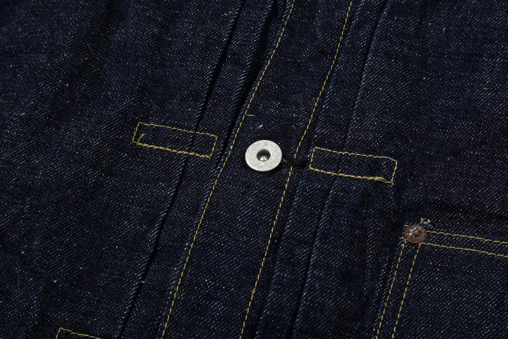Samurai Jeans S554HX 15.8oz GL3 Samurai Cotton Selvedge Denim Type 1 Jacket - Front Pleat and Iron Laurel Button Detail