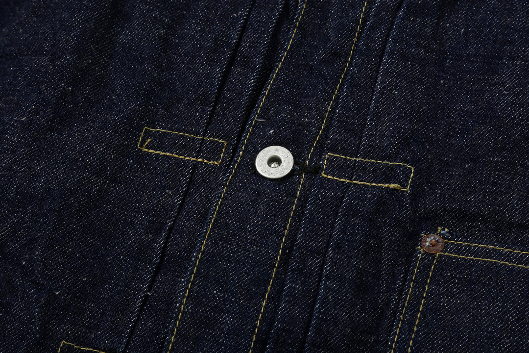 Samurai Jeans S554HX 15.8oz GL3 Samurai Cotton Selvedge Denim Type 1 Jacket - Front Pleat and Iron Laurel Button Detail