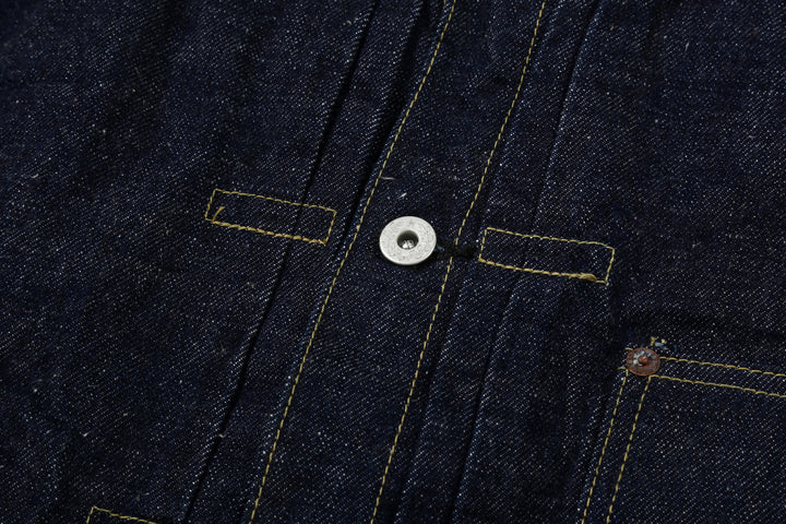 Samurai Jeans S554HX 15.8oz GL3 Samurai Cotton Selvedge Denim Type 1 Jacket - Front Pleat and Iron Laurel Button Detail