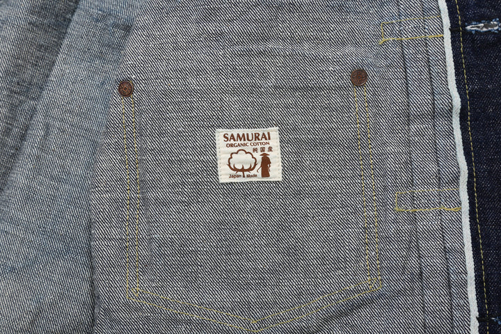 Samurai Jeans S554HX 15.8oz GL3 Samurai Cotton Selvedge Denim Type 1 Jacket - Samurai Cotton Label and GL3 Selvedge Denim Detail