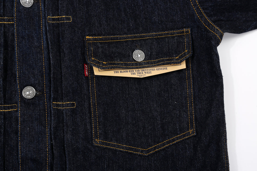 Freewheelers 2621002 Lot 506 XX 1941 Type 1 Denim Jacket – Chest Pocket and Red Tab Detail