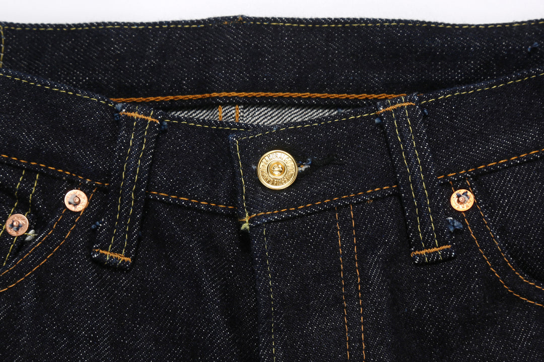 Samurai Jeans S510XX25oz-SP 25oz Selvedge Jeans - Front Waistband and Gold Button Detail