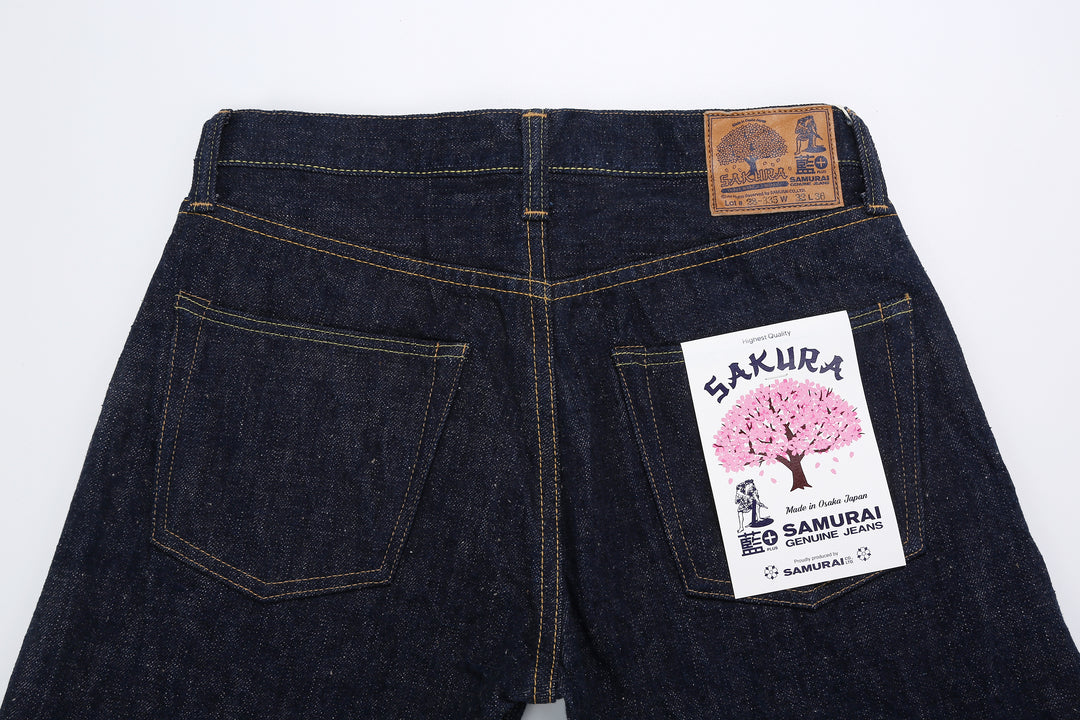 Samurai Jeans S500AX-SAKURA AI Plus SAKURA 18oz Selvedge Jeans - Back Waist and Pocket Details
