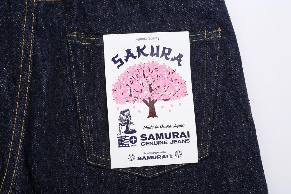 Samurai Jeans S500AX-SAKURA AI Plus SAKURA 18oz Selvedge Jeans - Sakura Back Pocket Flasher