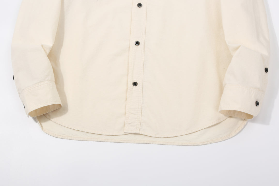 DALEE’S & CO. BF.49 Lightweight Flannel Shirt in Natural – Curved Hem and Cuffs