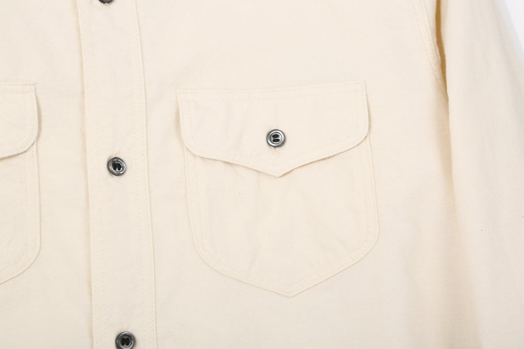 DALEE’S & CO. BF.49 Lightweight Flannel Shirt in Natural – Left Chest Pocket and Pointed Flap