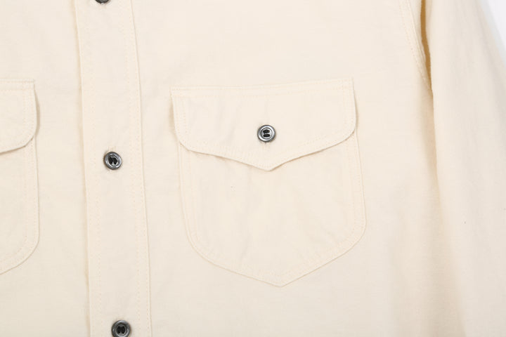 DALEE’S & CO. BF.49 Lightweight Flannel Shirt in Natural – Left Chest Pocket and Pointed Flap