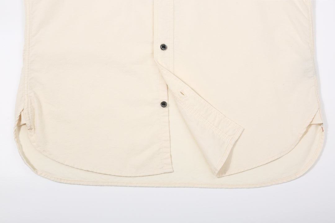 DALEE’S & CO. BF.49 Lightweight Flannel Shirt in Natural – Curved Front Hem