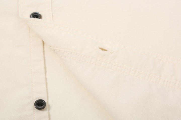 DALEE’S & CO. BF.49 Lightweight Flannel Shirt in Natural – Inner Front Placket Stitching