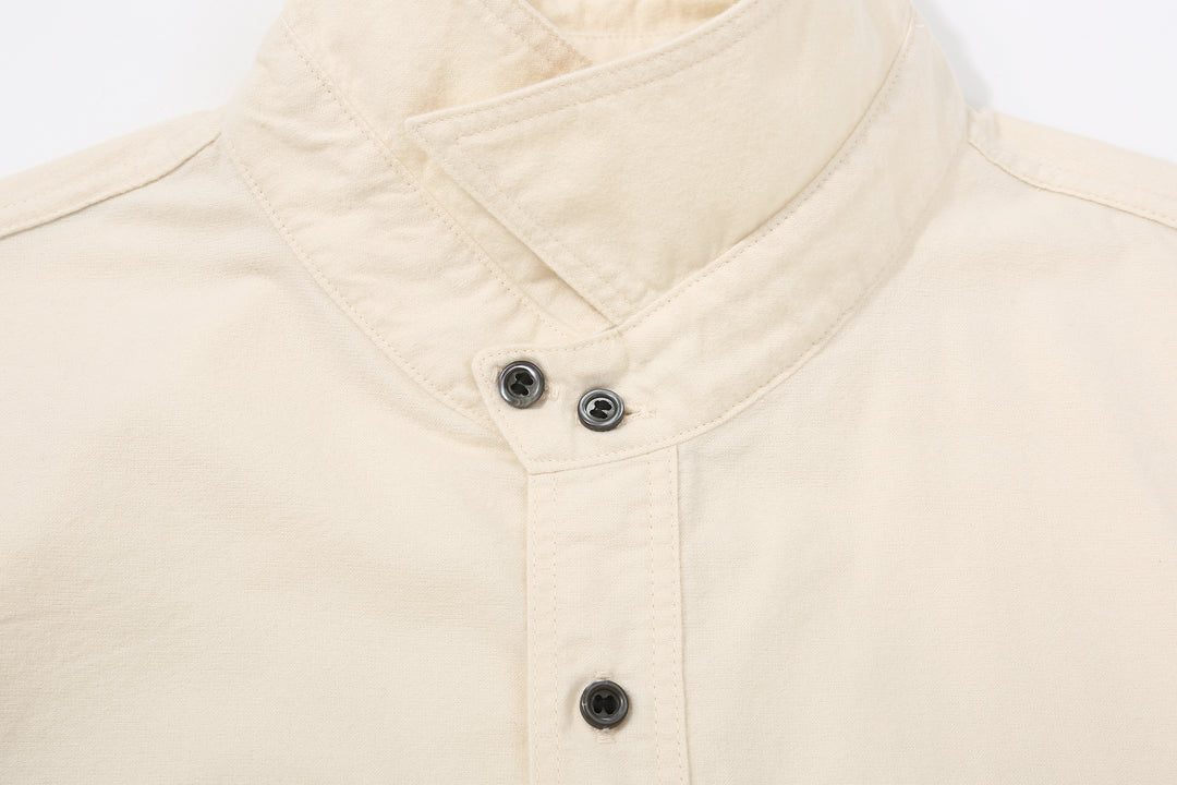 DALEE’S & CO. BF.49 Lightweight Flannel Shirt in Natural – Collar Underside and Buttons
