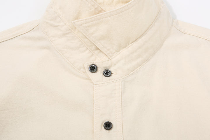 DALEE’S & CO. BF.49 Lightweight Flannel Shirt in Natural – Collar Underside and Buttons