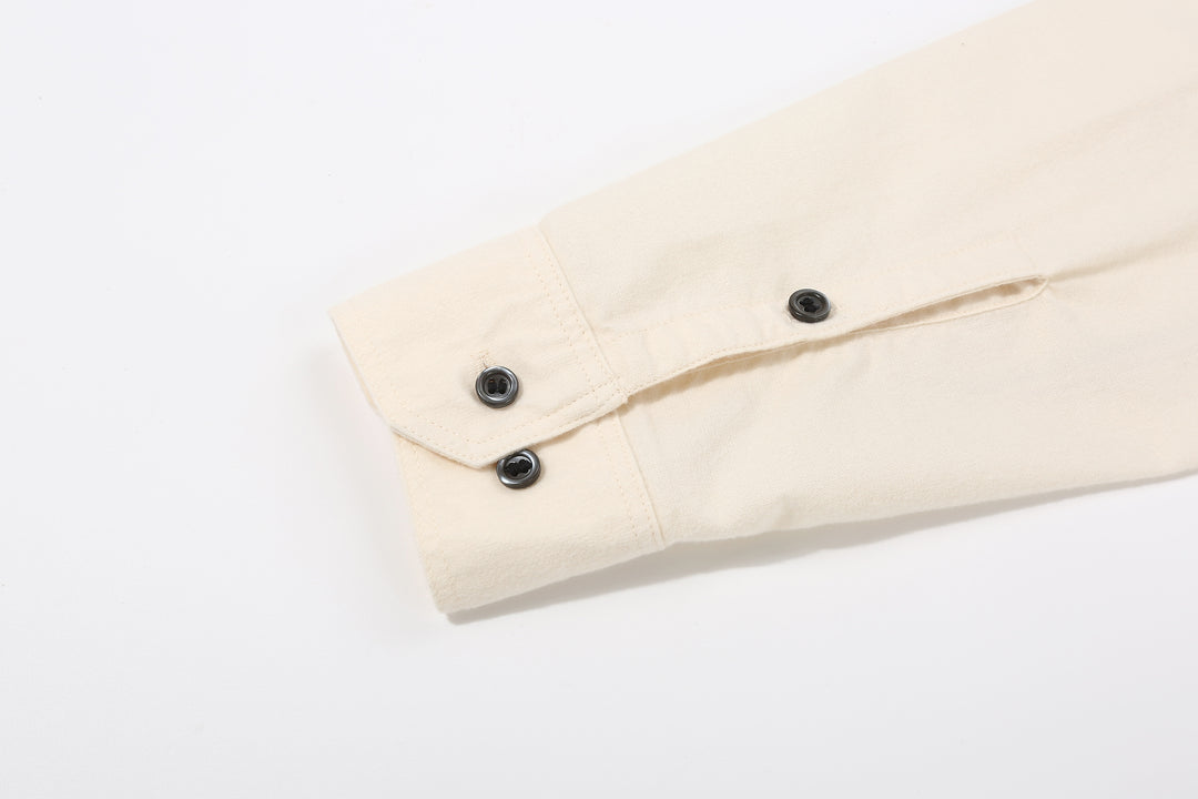 DALEE’S & CO. BF.49 Lightweight Flannel Shirt in Natural –  Cuff Buttons and Sleeve Placket