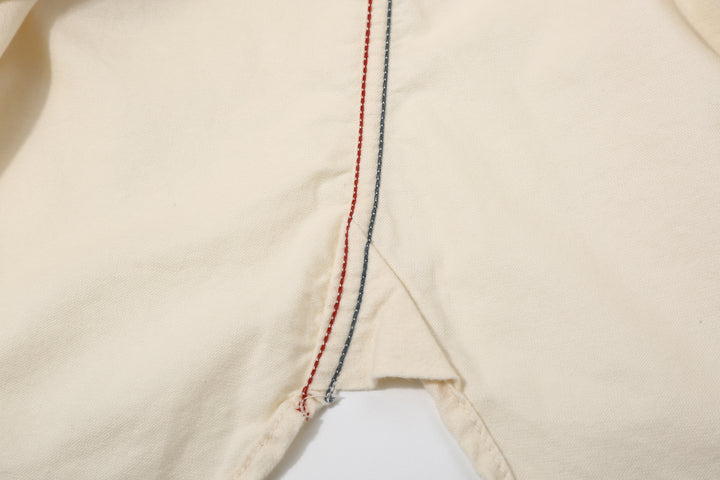 DALEE’S & CO. BF.49 Lightweight Flannel Shirt in Natural – Side Seam with Contrast Stitching