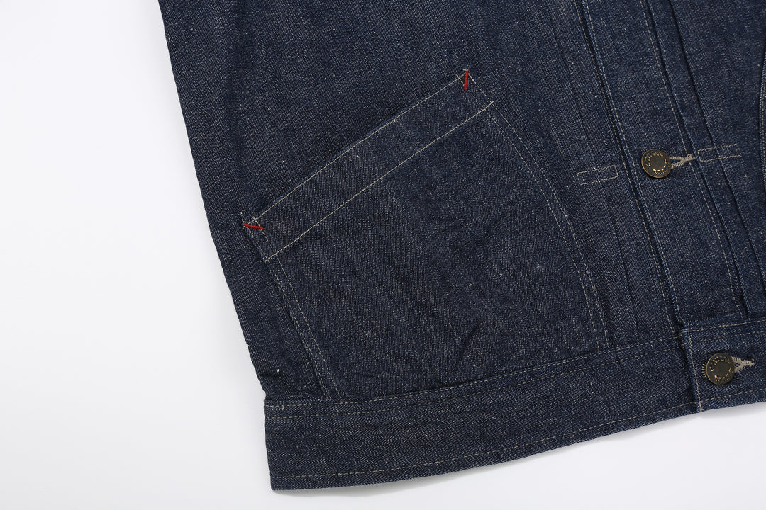 DALEE’S & CO. 61B 11oz Selvedge Denim Work Jacket – Angled Lower Pocket Detail