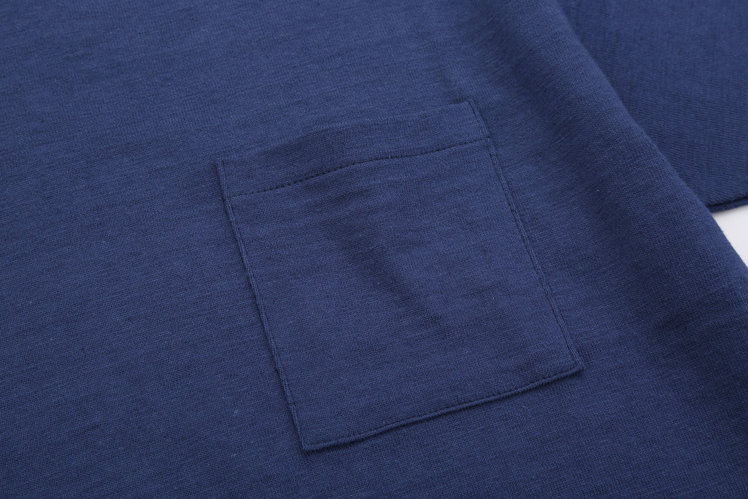 Warehouse Lot 4601 Shadow Border Slub Yarn Pocket T-Shirt Made in Japan Navy Pocket