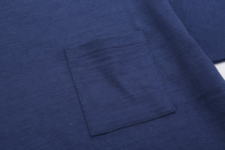 Warehouse Lot 4601 Shadow Border Slub Yarn Pocket T-Shirt Made in Japan Navy Pocket